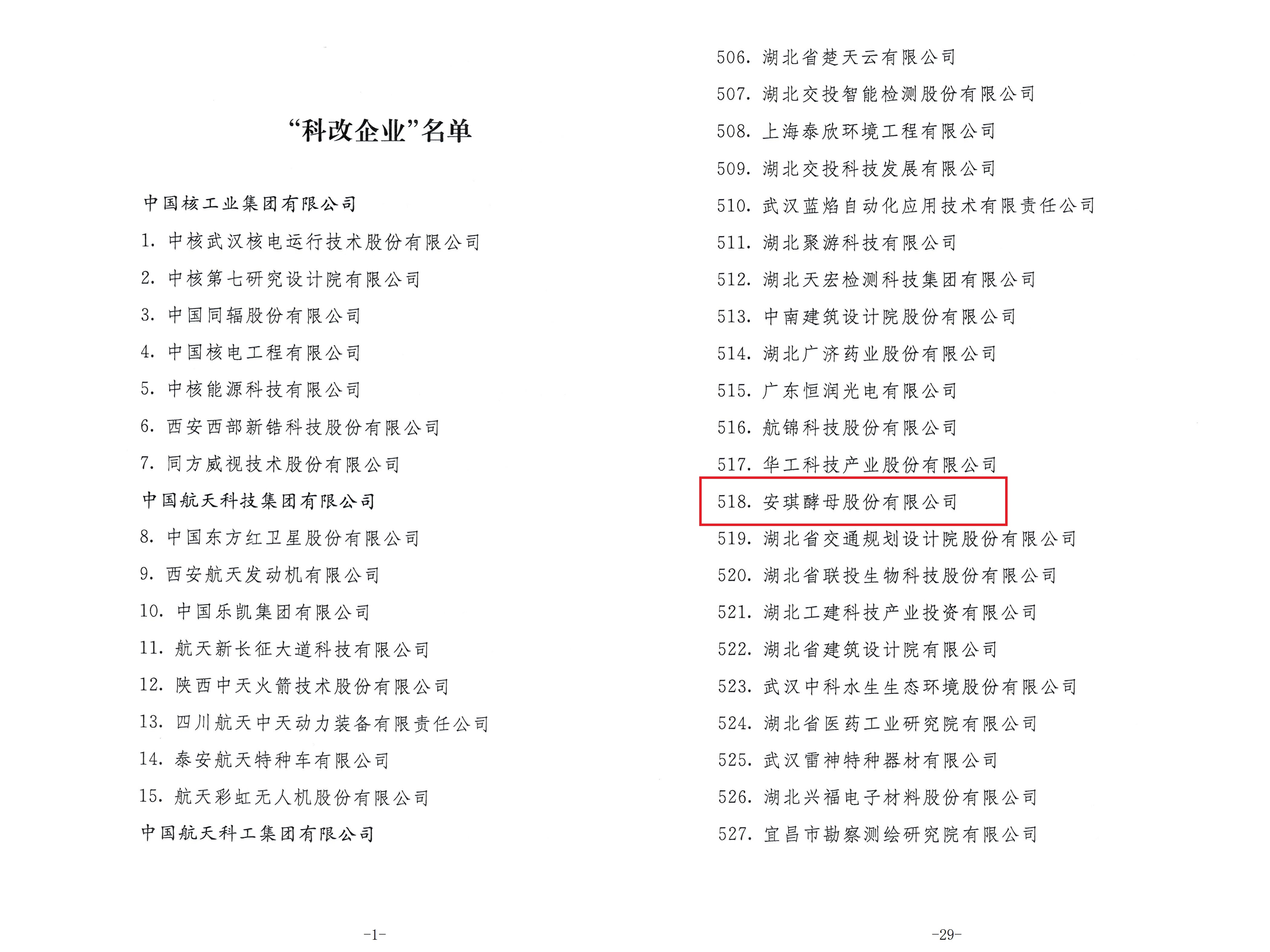 “科改企业”名单