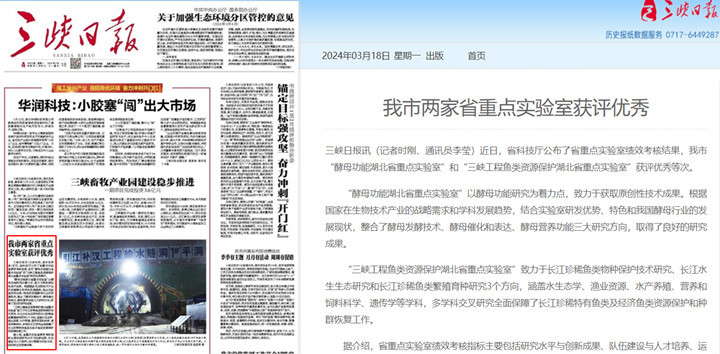 3月18日《三峡日报》头版报道